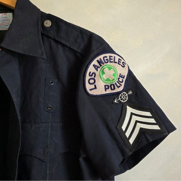 Vintage LAPD Los Angeles Police Uniform Shirt Obsolete Button Patches Sz 33 - Picture 2 of 11
